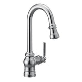 Moen - Paterson One-Handle Pulldown Bar Faucet with Power Clean, Includes Interchangeable Handle, Chrome - Chrome