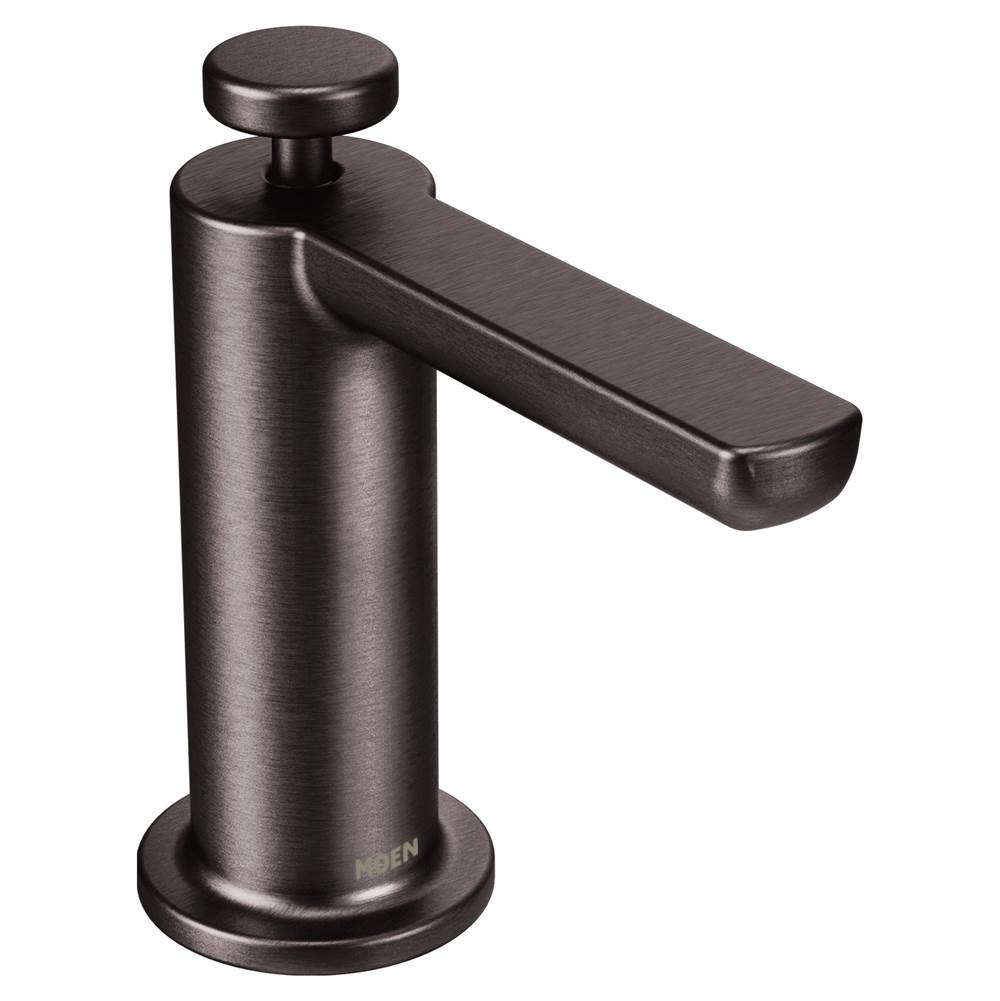 Moen - Modern Kitchen Deck Mounted Soap and Lotion Dispenser with Above the Sink Refillable Bottle, Black Stainless - Black Stainless