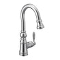 Moen - Weymouth Shepherd''s Hook Pulldown Kitchen Bar Faucet Featuring Metal Wand with Power Clean, Chrome - Chrome