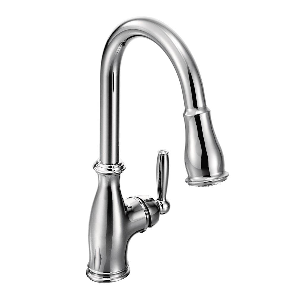 Moen - Brantford One-Handle Pulldown Kitchen Faucet Featuring Power Boost and Reflex, Chrome - Chrome