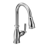 Moen - Brantford One-Handle Pulldown Kitchen Faucet Featuring Power Boost and Reflex, Chrome - Chrome