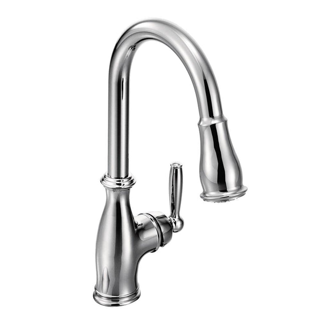 Moen - Brantford One-Handle Pulldown Kitchen Faucet Featuring Power Boost and Reflex, Chrome - Chrome