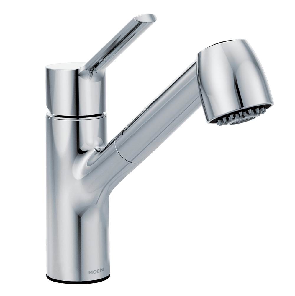 Moen - Method One-Handle Pullout Modern Kitchen Faucet with Power Clean, Chrome - Chrome