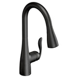 Moen - Arbor Motionsense Wave Sensor Touchless One-Handle Pulldown Kitchen Faucet Featuring Power Clean, Matte Black - Matte Black
