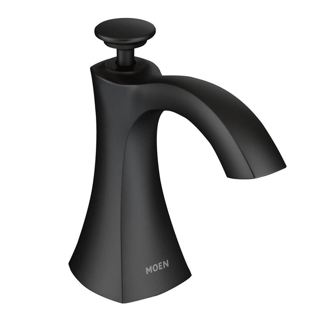 Moen - Transitional Deck Mounted Kitchen Soap Dispenser with Above the Sink Refillable Bottle, Matte Black - Black