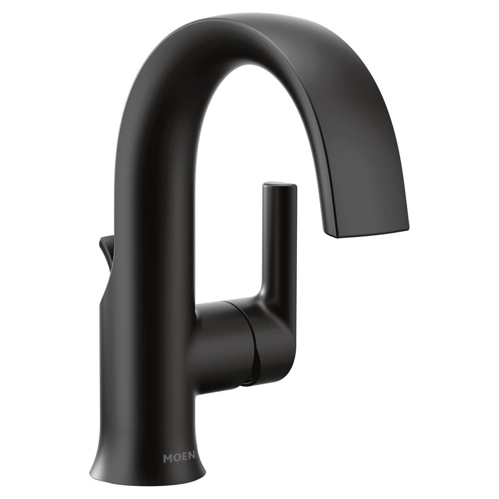 Moen - Doux One-Handle High Arc Laminar Stream Bathroom Faucet, Matte Black - Matte Black