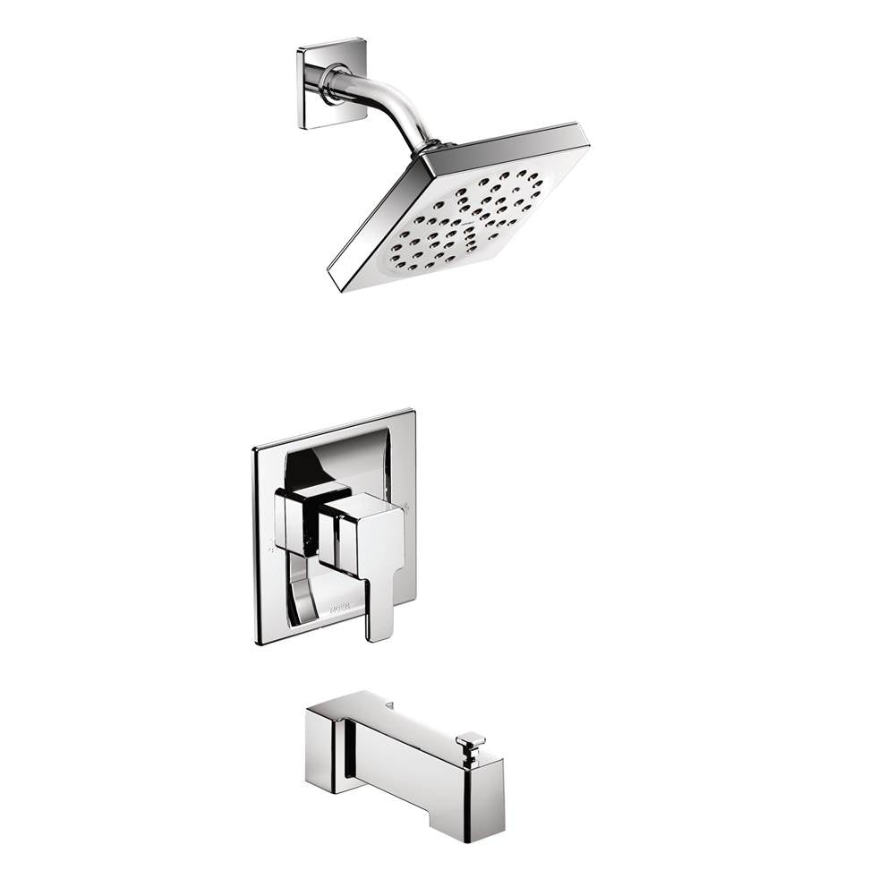 Moen - 90-Degree Posi-Temp Single-Handle 1-Spray Tub and Shower Faucet Trim Kit in Chrome (Valve Sold Separately) - Chrome