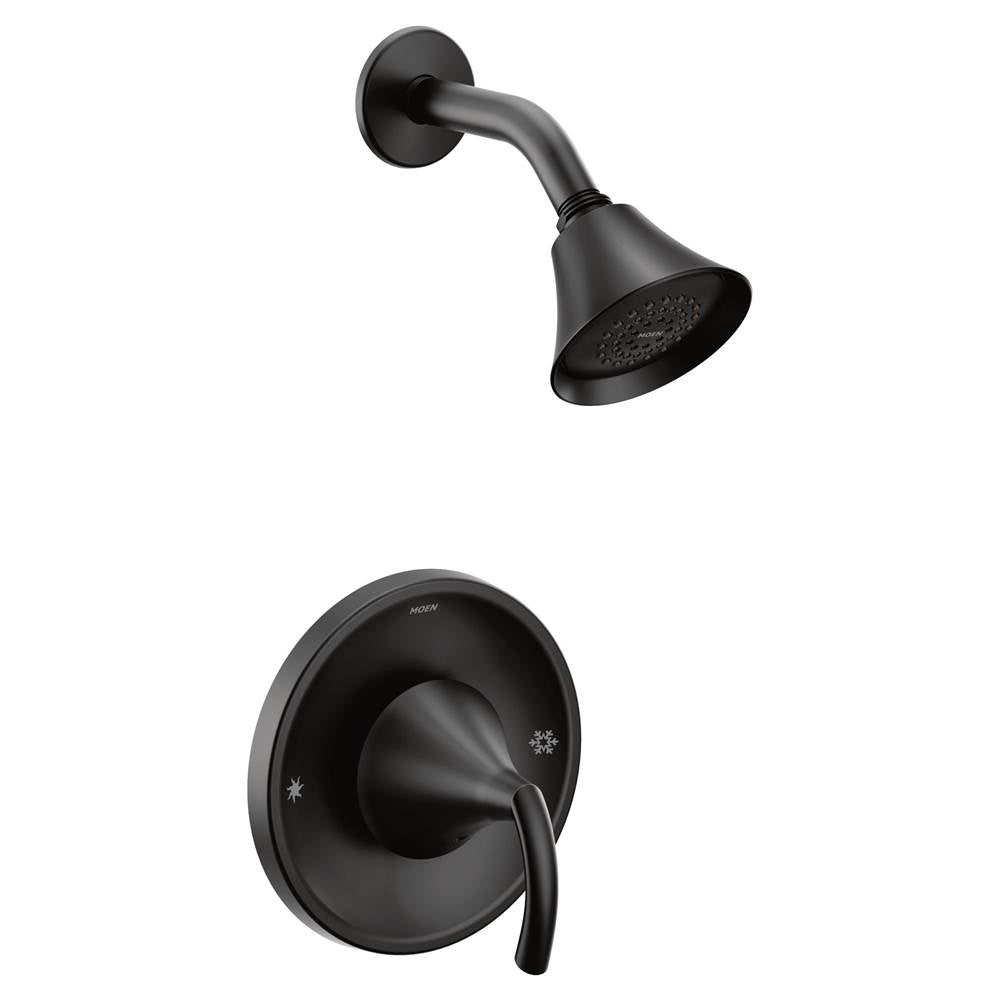 Moen - Glyde Single-Handle 1-Spray Shower Faucet Trim Kit with Eco-Performance Posi-Temp in Matte Black (Valve Sold Separately) - Matte Black