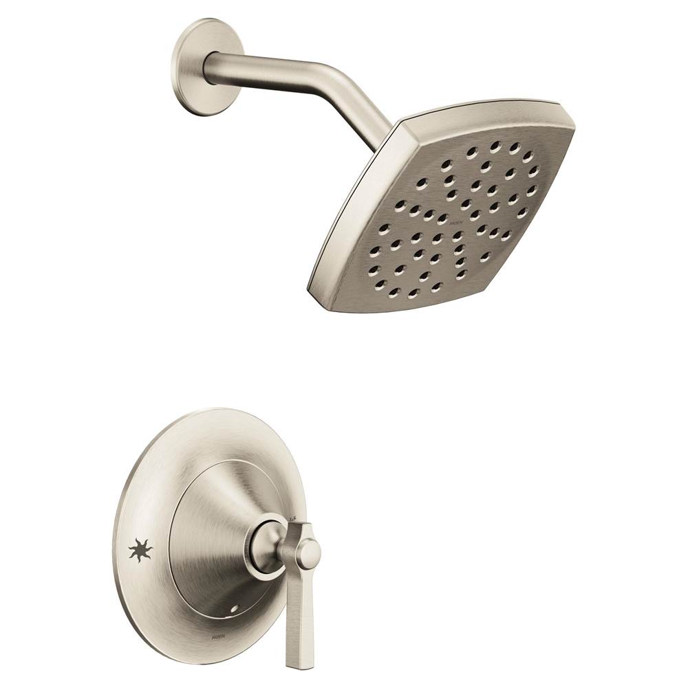 Moen - Flara Posi-Temp Rain Shower 1-Handle Shower Only Faucet Trim Kit in Brushed Nickel (Valve Sold Separately) - Brushed Nickel