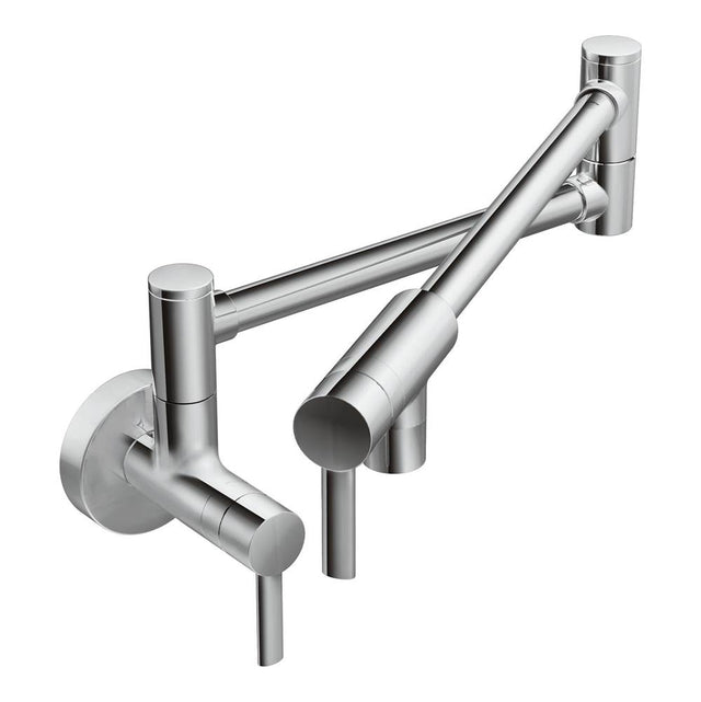 Moen - Modern Wall Mount Swing Arm Folding Pot Filler Kitchen Faucet, Chrome - Chrome