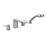 Moen - Rizon 2-Handle Deck-Mount Roman Tub Faucet Trim Kit with Handshower in Chrome (Valve Sold Separately) - Chrome