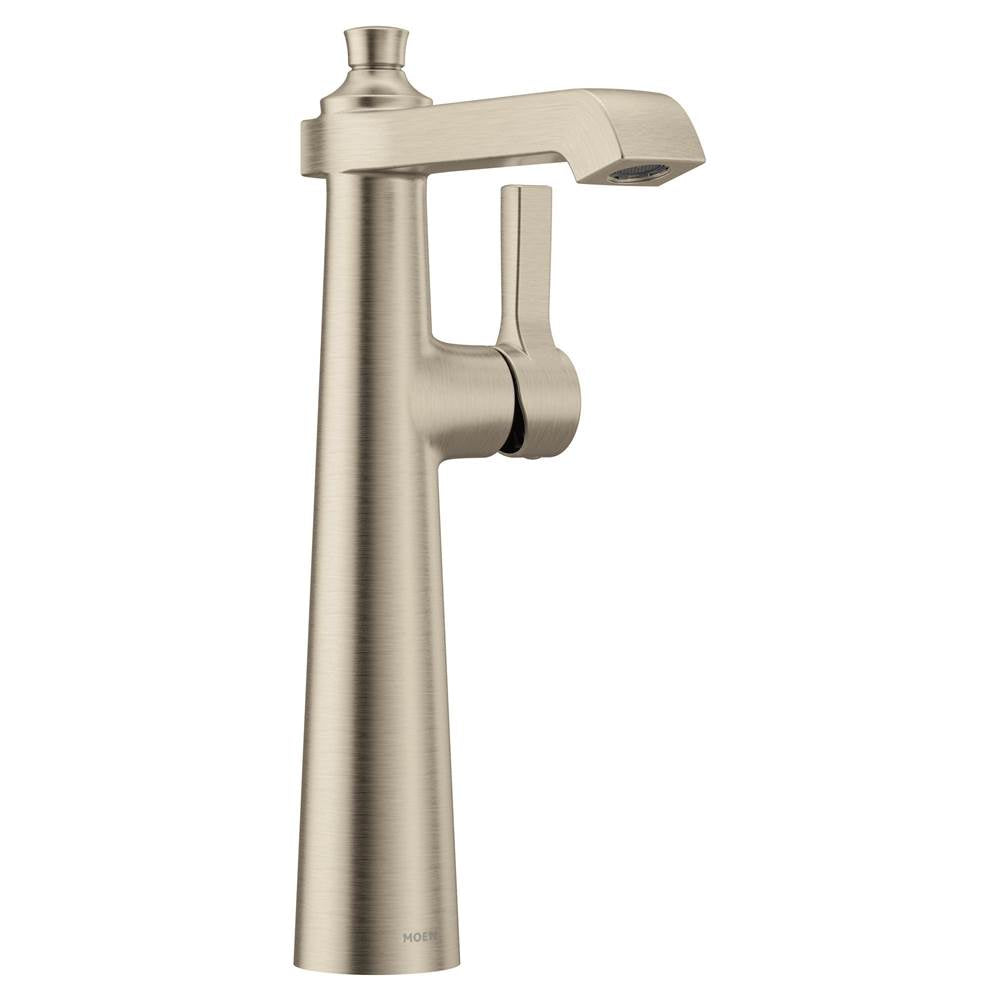 Moen - Flara One-Handle Single Hole Vessel Sink Bathroom Faucet, Brushed Nickel - Brushed Nickel