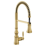Moen - Weymouth One Handle Pre-Rinse Spring Pulldown Kitchen Faucet with Power Boost, Brushed Gold - Brushed Gold