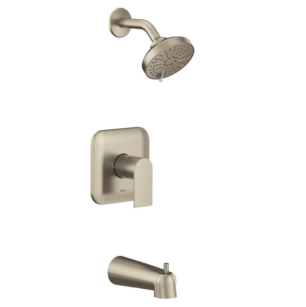 Moen - Genta M-CORE 2-Series Eco Performance 1-Handle Tub and Shower Trim Kit in Brushed Nickel (Valve Sold Separately) - Brushed Nickel