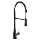 Moen - Sinema Single-Handle Pull-Down Sprayer Kitchen Faucet with Power Clean and Spring Spout in Matte Black - Matte Black