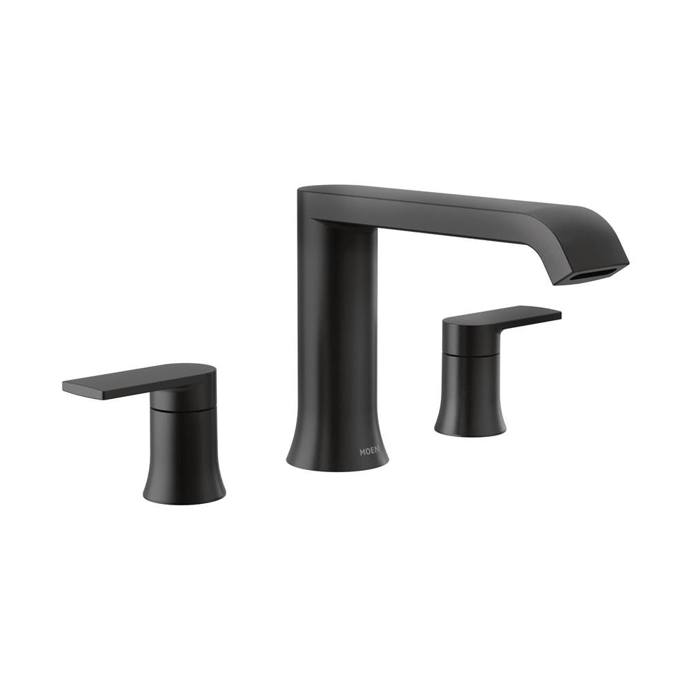 Moen - Genta LX 2-Handle Deck-Mount High Arc Roman Tub Faucet Trim Kit in Matte Black (Valve Sold Separately) - Matte Black