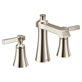 Moen - Flara 8 in. Widespread 2-Handle LifeShine Bathroom Faucet with Drain Assembly in Polished Nickel - Polished Nickel