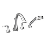 Moen - Eva 2-Handle Deck-Mount Roman Tub Faucet Trim Kit with Handshower in Chrome (Valve Sold Separately) - Chrome