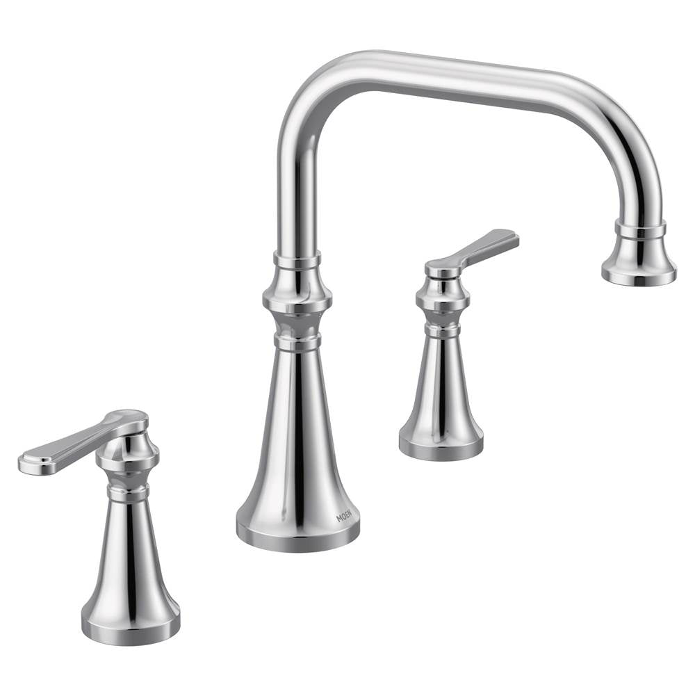 Moen - Colinet Two Handle Deck-Mount Roman Tub Faucet Trim with Lever Handles, Valve Required, in Chrome - Chrome