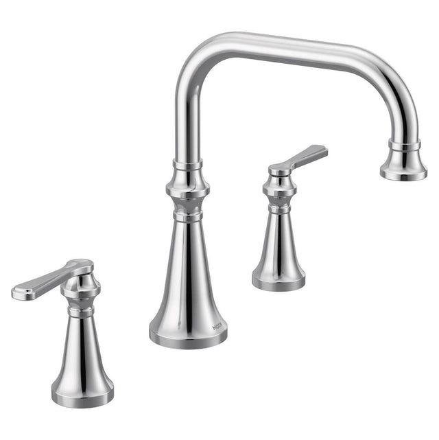 Moen - Colinet Two Handle Deck-Mount Roman Tub Faucet Trim with Lever Handles, Valve Required, in Chrome - Chrome