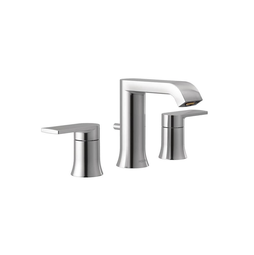 Moen - Genta LX Two-Handle Widespread Modern Bathroom Faucet, Valve Required, Chrome - Chrome