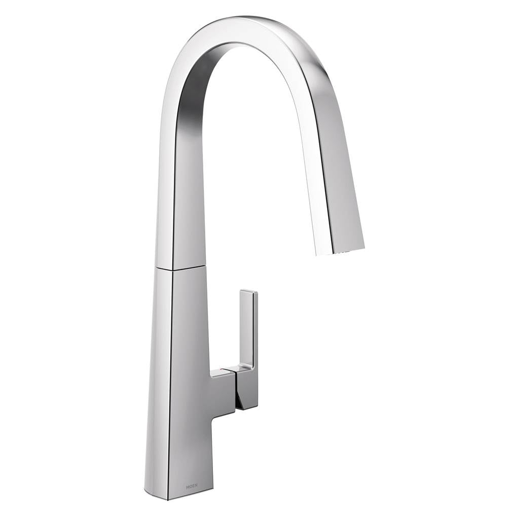 Moen - Moen S Nio One-Handle Pull-down Kitchen Faucet with Power Clean, Includes Secondary Finish Handle Option, Chrome - Chrome