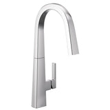 Moen - Moen S Nio One-Handle Pull-down Kitchen Faucet with Power Clean, Includes Secondary Finish Handle Option, Chrome - Chrome