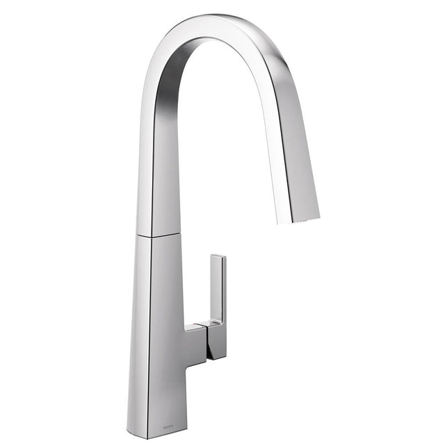 Moen - Moen S Nio One-Handle Pull-down Kitchen Faucet with Power Clean, Includes Secondary Finish Handle Option, Chrome - Chrome