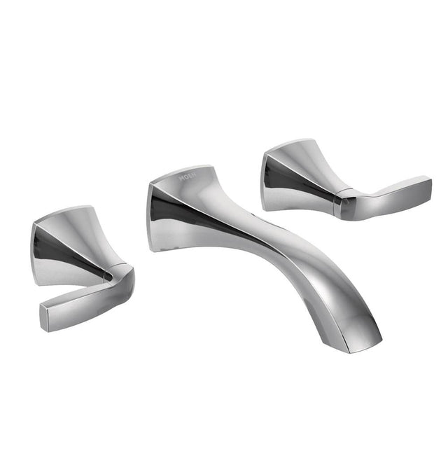 Moen - Voss Wall Mount 2-Handle Low-Arc Lavatory Faucet Trim Kit in Chrome (Valve Sold Separately) - Chrome