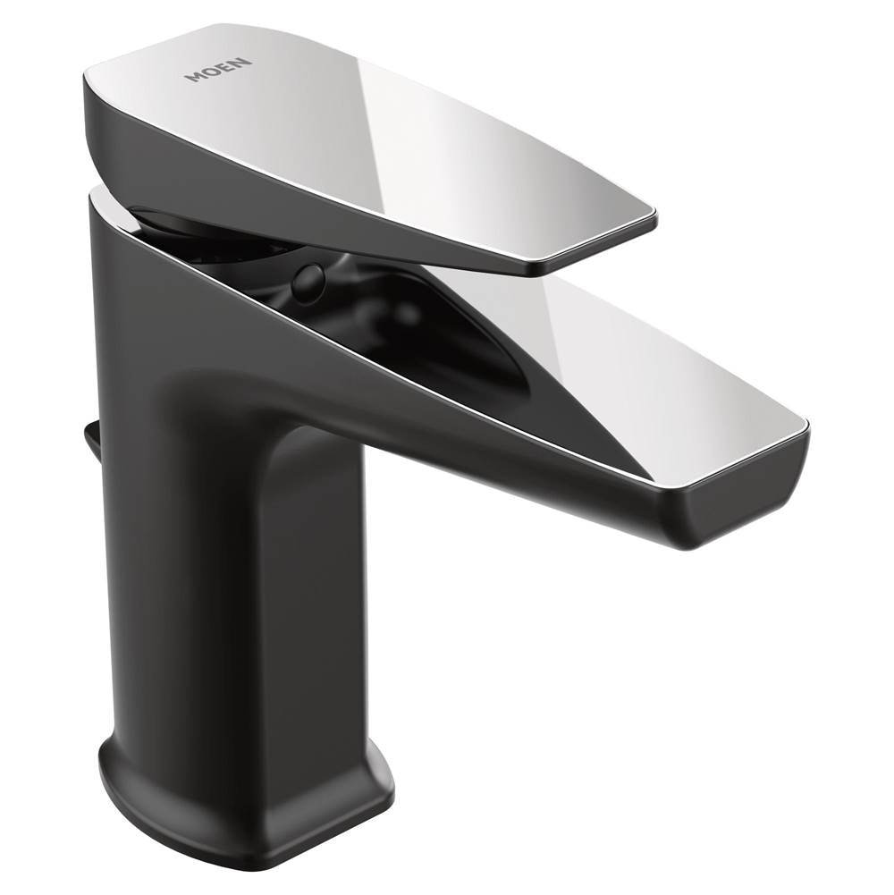 Moen - Moen S8000 Via One-Handle Modern Bathroom Faucet, Matte Black and Chrome - Matte Black, Chrome