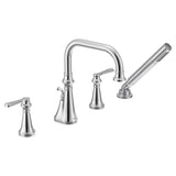 Moen - Colinet Two Handle Deck-Mount Roman Tub Faucet Trim with Lever Handles and Handshower, Valve Required, in Chrome - Chrome
