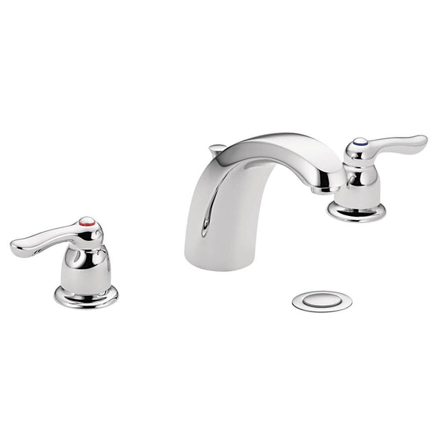 Moen - Chateau Two-Handle Low Arc Centerset Bathroom Faucet, Chrome - Chrome