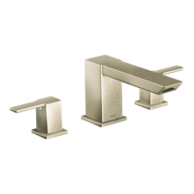 Moen - 90-Degree 2-Handle Deck-Mount High-Arc Roman Tub Faucet Trim Kit in Brushed Nickel (Valve Sold Separately) - Brushed Nickel