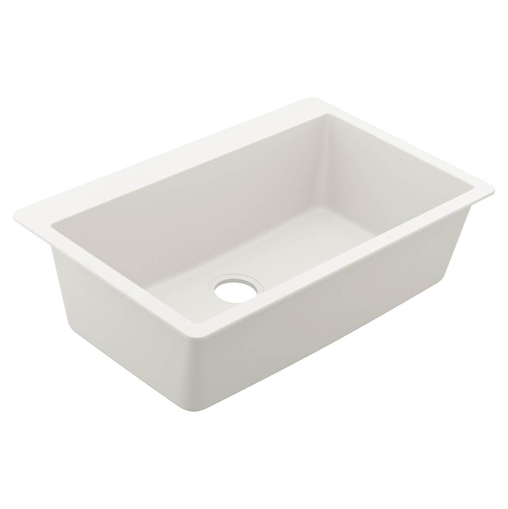 Moen - 33-Inch Wide x 9.5-Inch Deep Dual Mount Granite Single Bowl Kitchen Sink, White - White