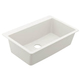 Moen - 33-Inch Wide x 9.5-Inch Deep Dual Mount Granite Single Bowl Kitchen Sink, White - White