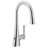 Moen - KURV Touchless 1-Handle Pull-Down Sprayer Kitchen Faucet with MotionSense Wave and Power Clean in Chrome - Chrome