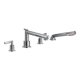 Moen - Arris 2-Handle Deck-Mount High-Arc Roman Tub Faucet Trim Kit with Hand Shower in Chrome (Valve Sold Separately) - Chrome
