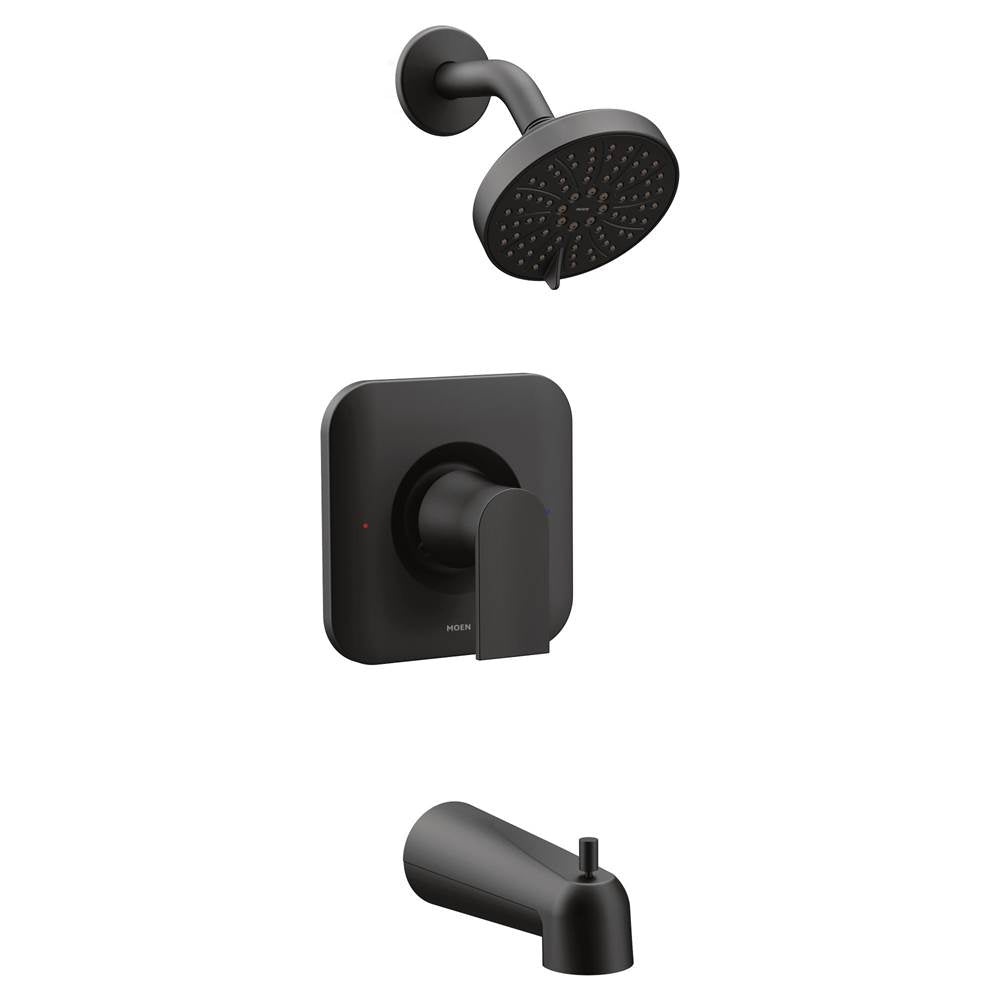 Moen - Genta LX Posi-Temp Pressure Balancing Eco-Performance Modern Tub and Shower Trim, Valve Required, Matte Black - Matte Black