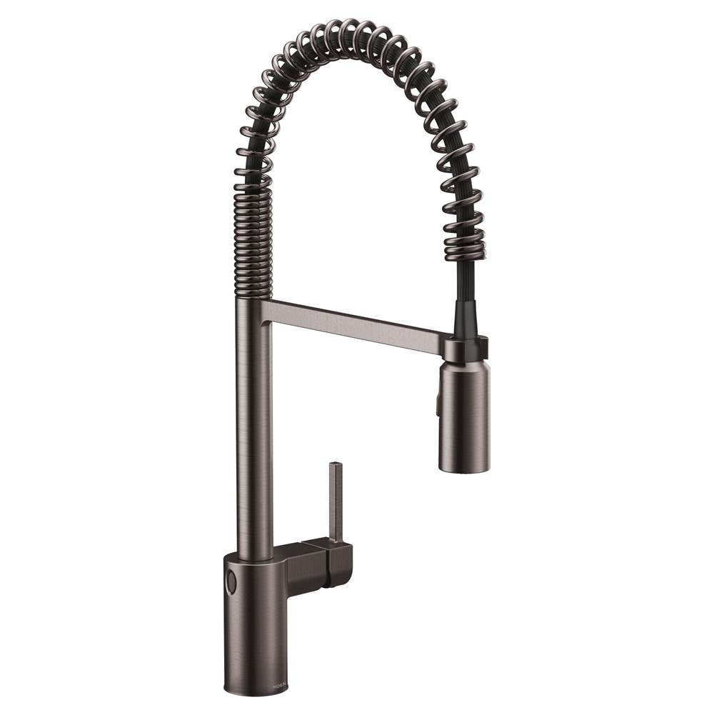 Moen - Align Motionsense Wave Sensor Touchless One Handle Pre-Rinse Spring Kitchen Faucet, Black Stainless - Black Stainless