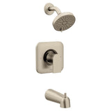 Moen - Genta LX Posi-Temp Pressure Balancing Eco-Performance Modern Tub and Shower Trim, Valve Required, Brushed Nickel - Brushed Nickel