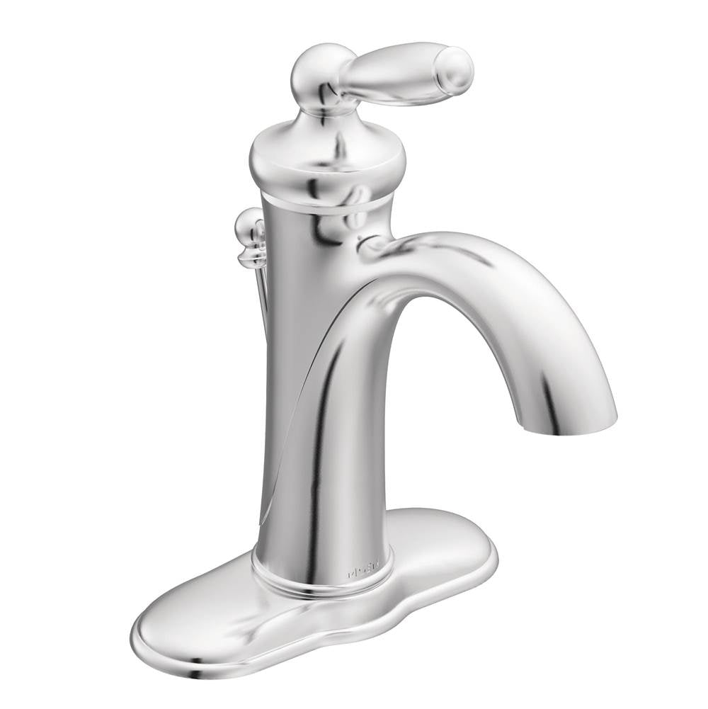 Moen - Brantford One-Handle Traditional Bathroom Sink Faucet with Available Vessel Sink Extension Kit, Chrome - Chrome