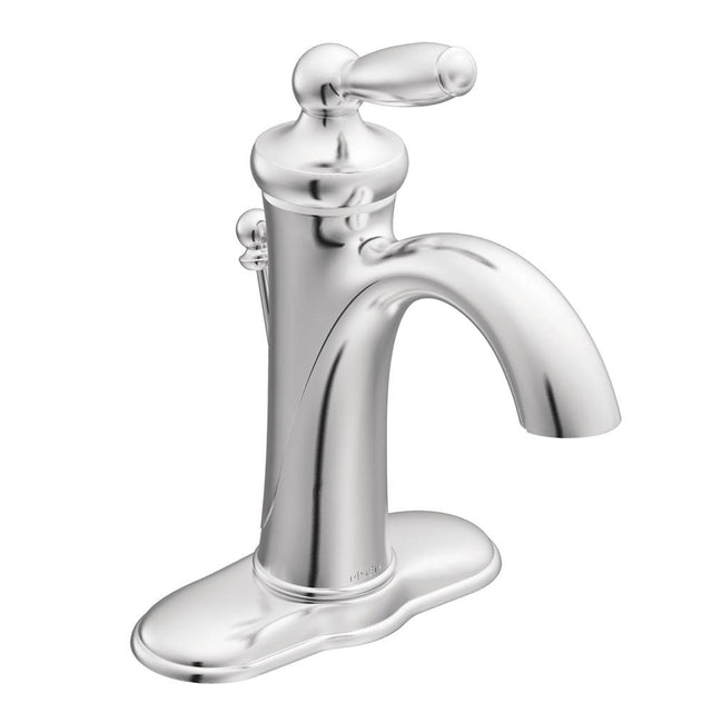 Moen - Brantford One-Handle Traditional Bathroom Sink Faucet with Available Vessel Sink Extension Kit, Chrome - Chrome