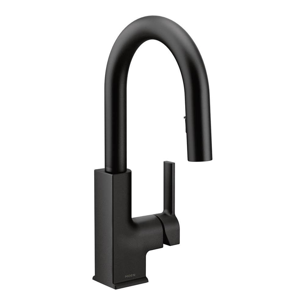 Moen - STO One-Handle High Arc Pulldown Bar Faucet Featuring Reflex, Matte Black - Matte Black