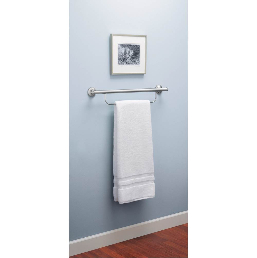 Brushed Nickel 24'' Grab Bar With Towel Bar