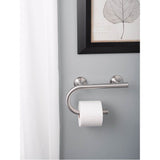 Brushed Nickel 8'' Grab Bar With Paper Holder