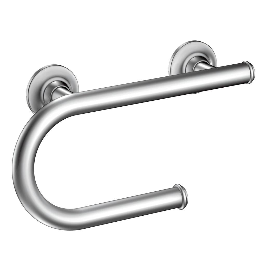 Brushed Nickel 8'' Grab Bar With Paper Holder