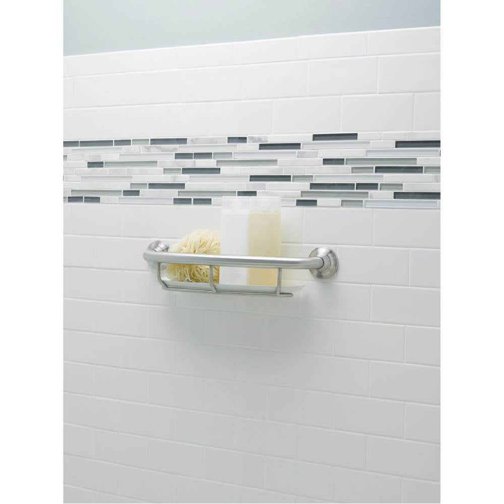 Brushed Nickel 16'' Grab Bar With Shelf