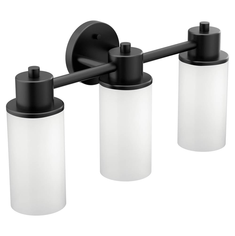 Moen - Matte Black Three Globe Bath Light - Matte Black