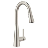 Moen - Sleek Smart Faucet Touchless Pull Down Sprayer Kitchen Faucet with Voice Control and Power Boost, Spot Resist Stainless - Spot Resist Stainless