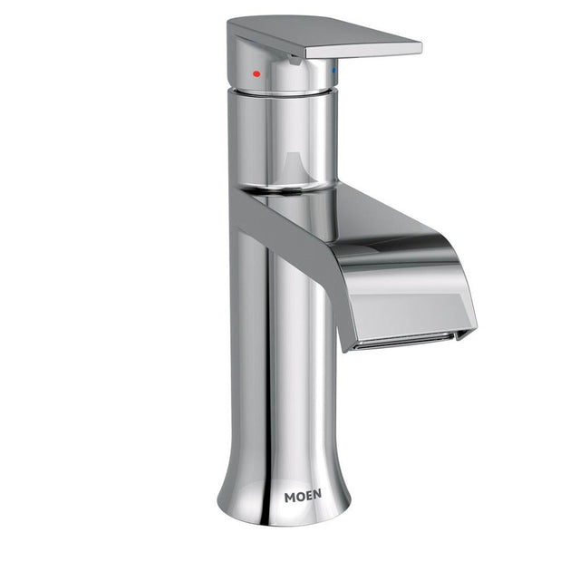 Moen - Genta LX One-Handle Single Hole Modern Bathroom Sink Faucet with Optional Deckplate, Chrome - Chrome